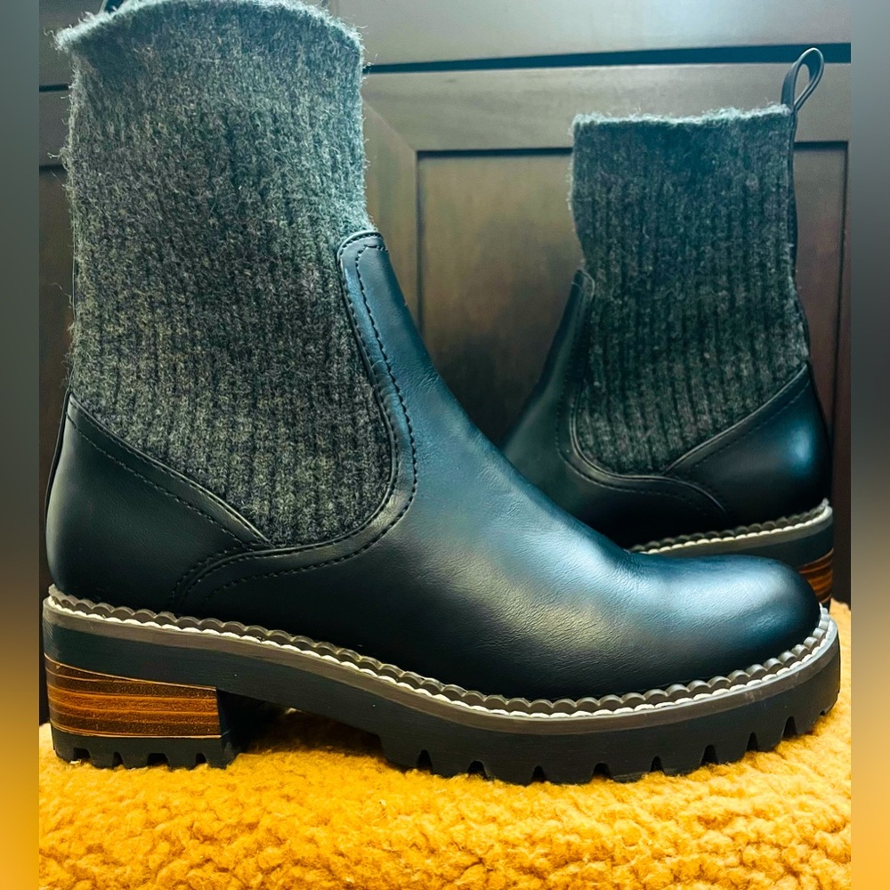 Chunky Heel Ankle Sock Boots